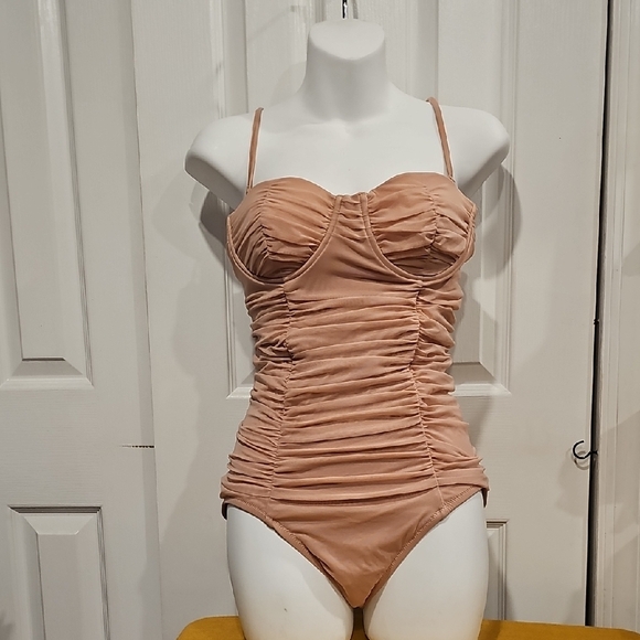 J Crew Pink Tulle One Piece Bathing Suit Sz 8 NWT - Picture 1 of 7